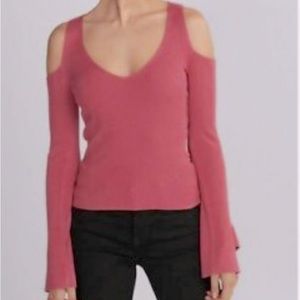 nwt express ribbed cold shoulder ruffle sweater